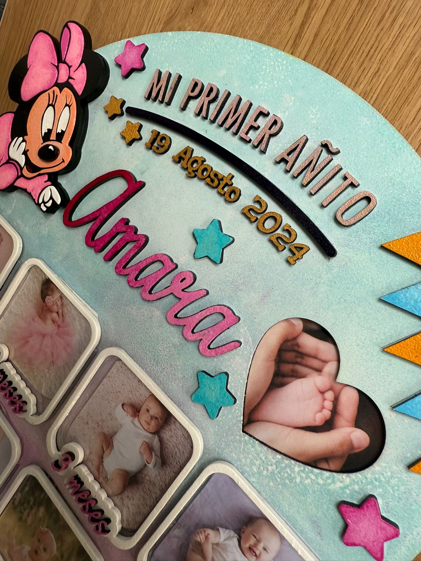 Cuadro Fotos 12 meses, Primer Añito Personalizado.