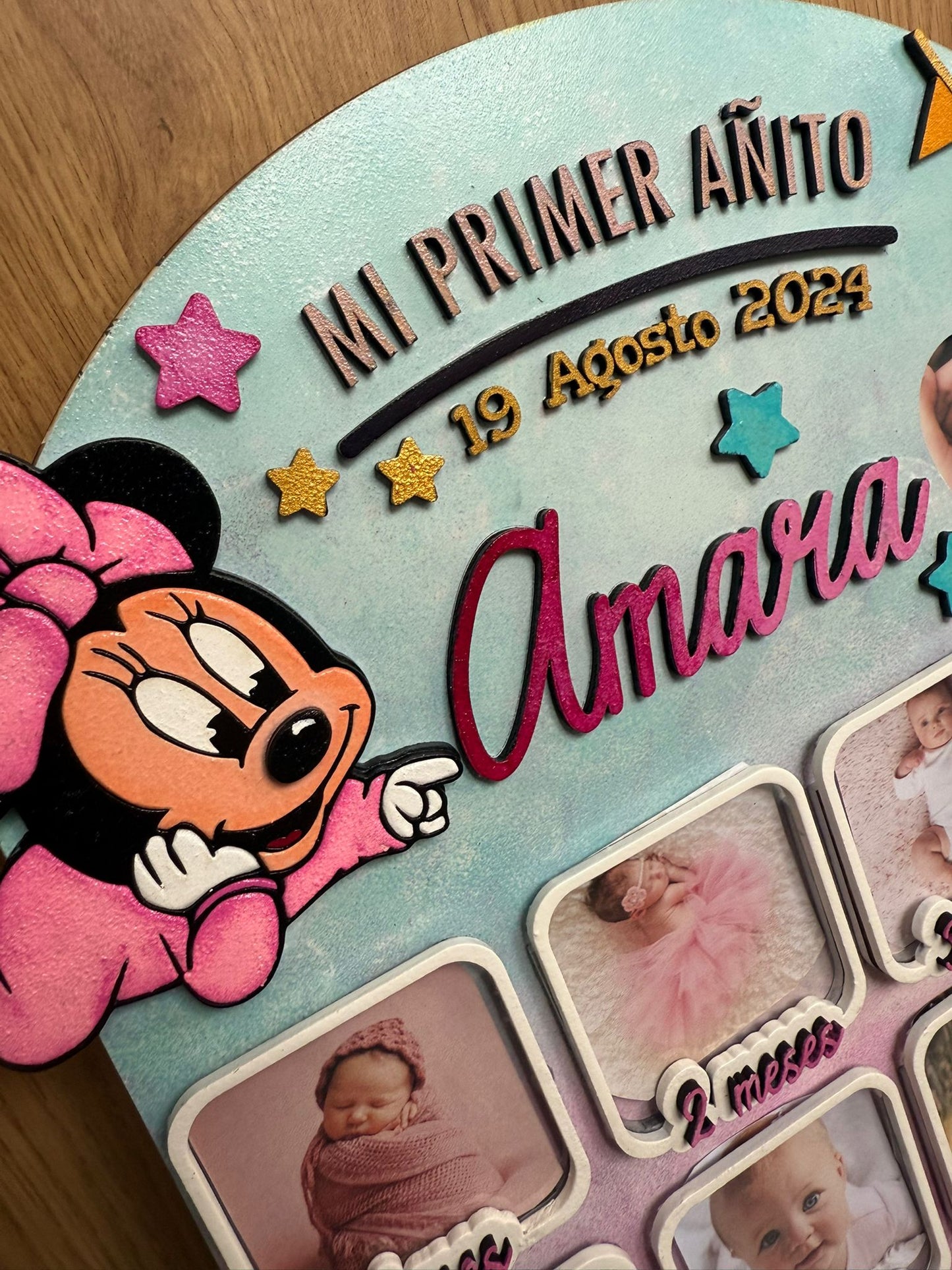 Cuadro Fotos 12 meses, Primer Añito Personalizado.