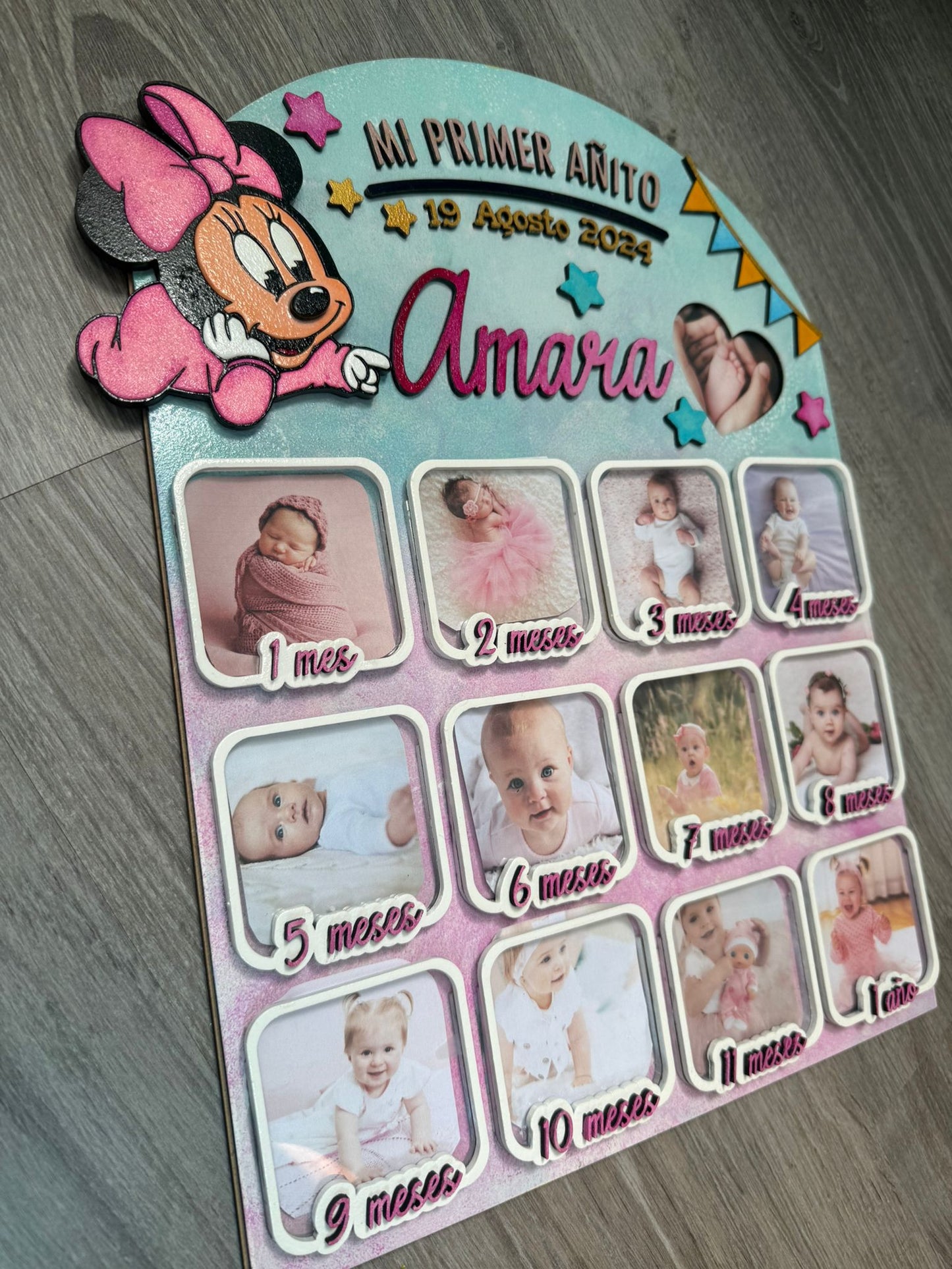 Cuadro Fotos 12 meses, Primer Añito Personalizado.