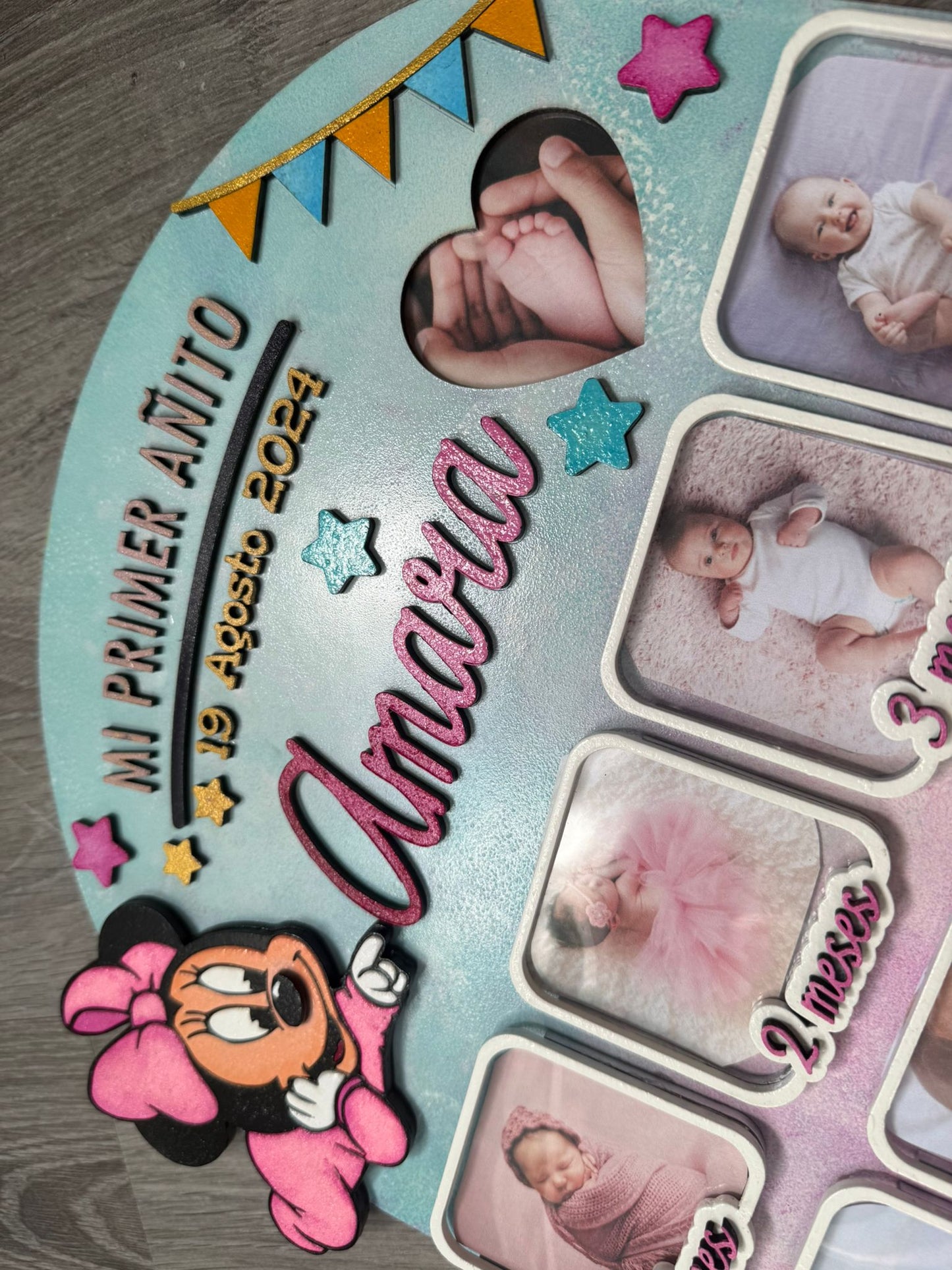 Cuadro Fotos 12 meses, Primer Añito Personalizado.
