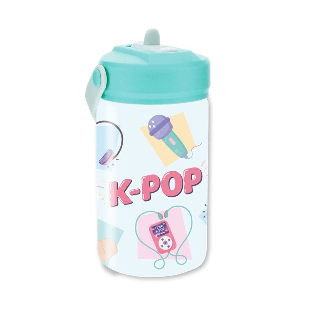BOTELLA TRITAN 350ML CON TAPÓN INFANTIL CON PAJITA 350ML - MINT - K-POP