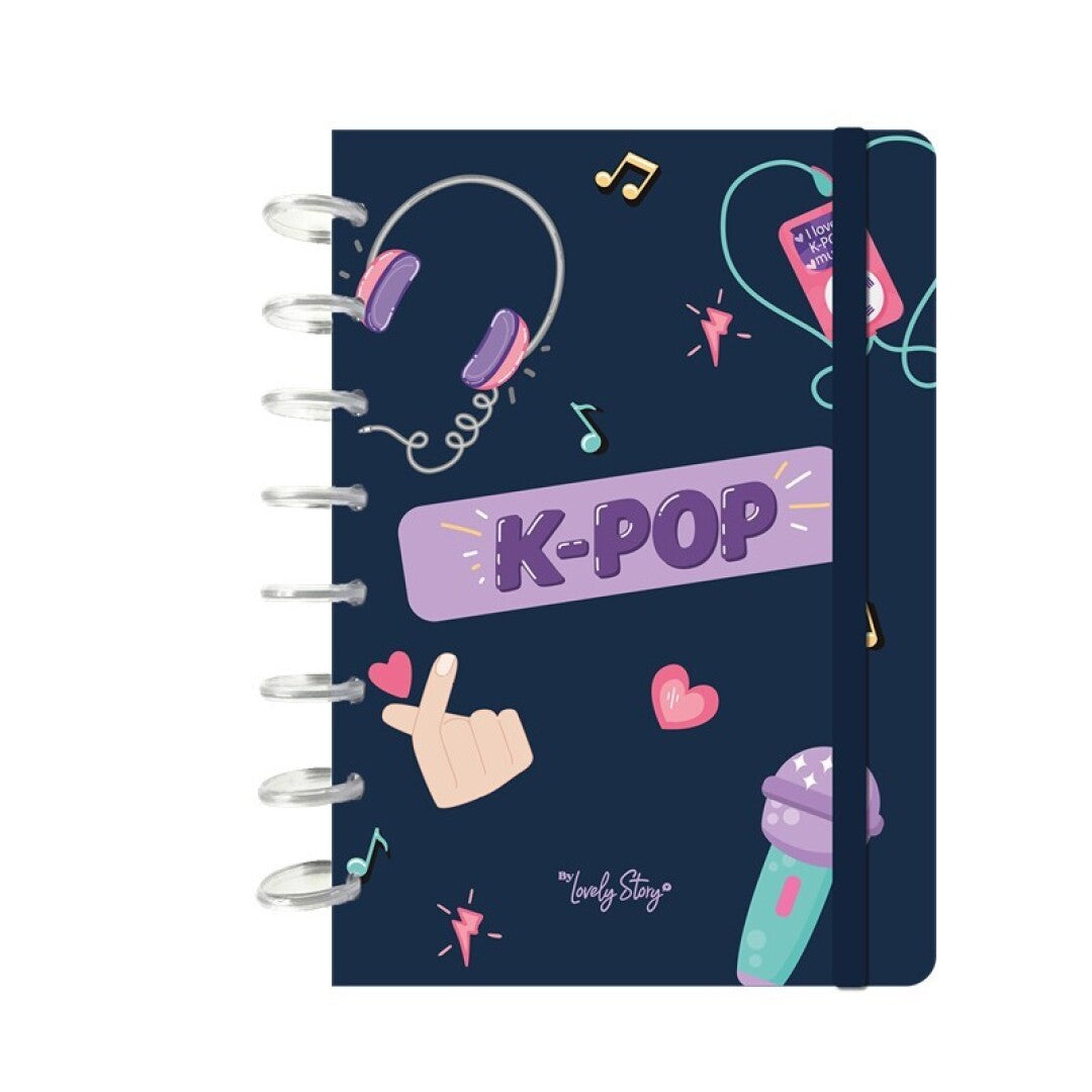 SMART BOOK A6 CON SISTEMA DE DISCOS - 100 HOJAS CUADRICULA 100GR - DARK BLUE K-POP