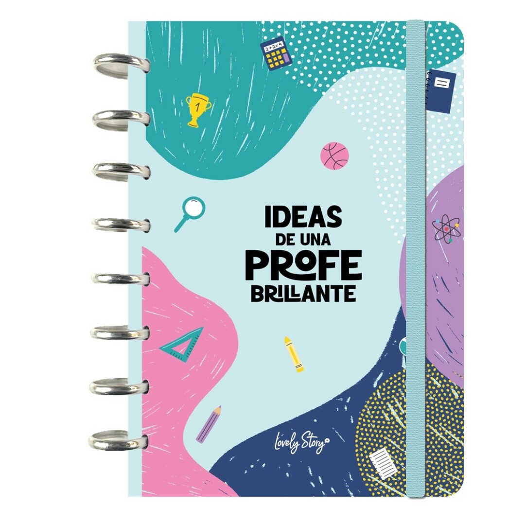 SMART BOOK A5 CON SISTEMA DE DISCOS - 100 HOJAS CUADRICULA 100GR -MINT- IDEAS DE UNA PROFE BRILLANTE
