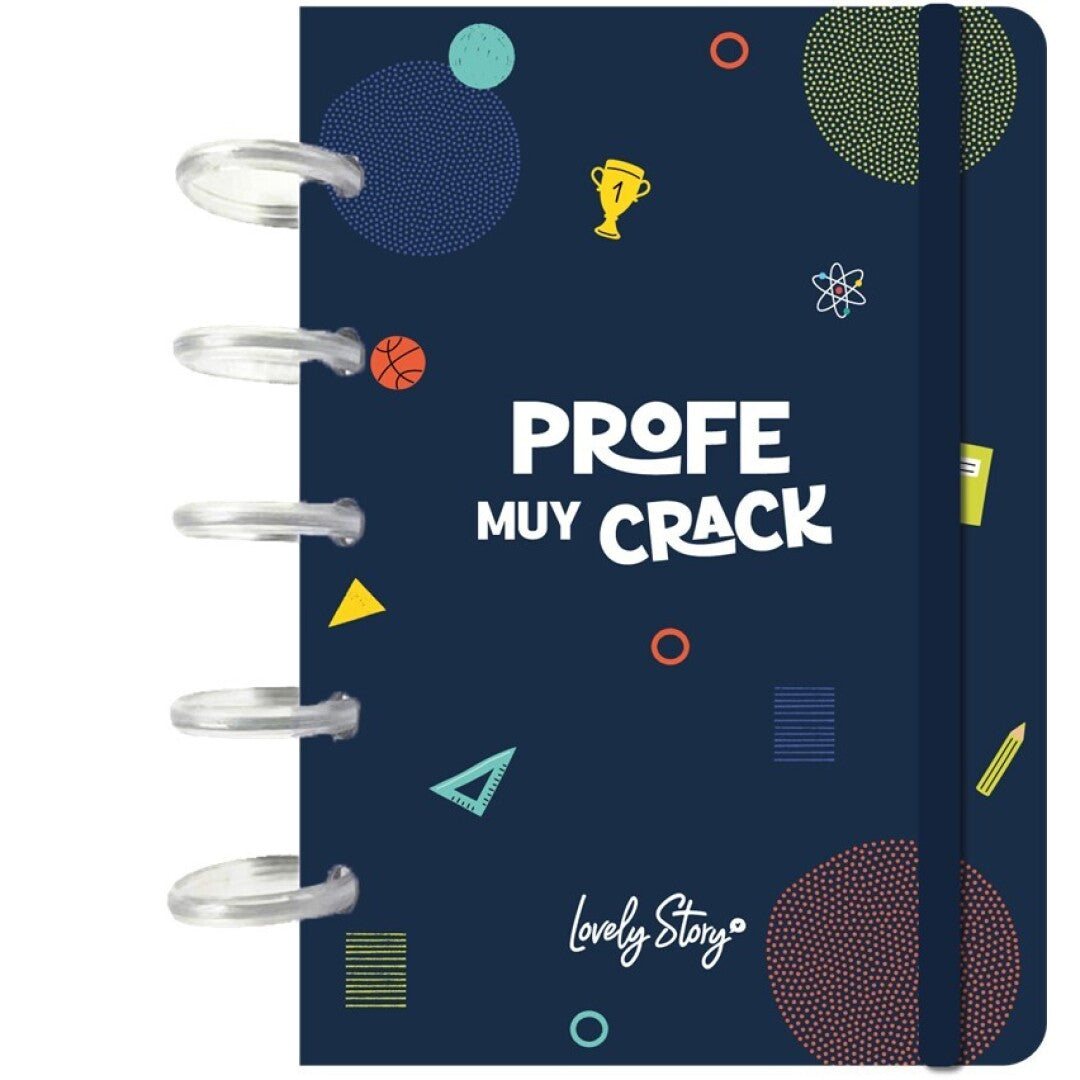 SMART BOOK A6 CON SISTEMA DE DISCOS - 100 HOJAS CUADRICULA 100GR - DARK BLUE - PROFE MUY CRACK