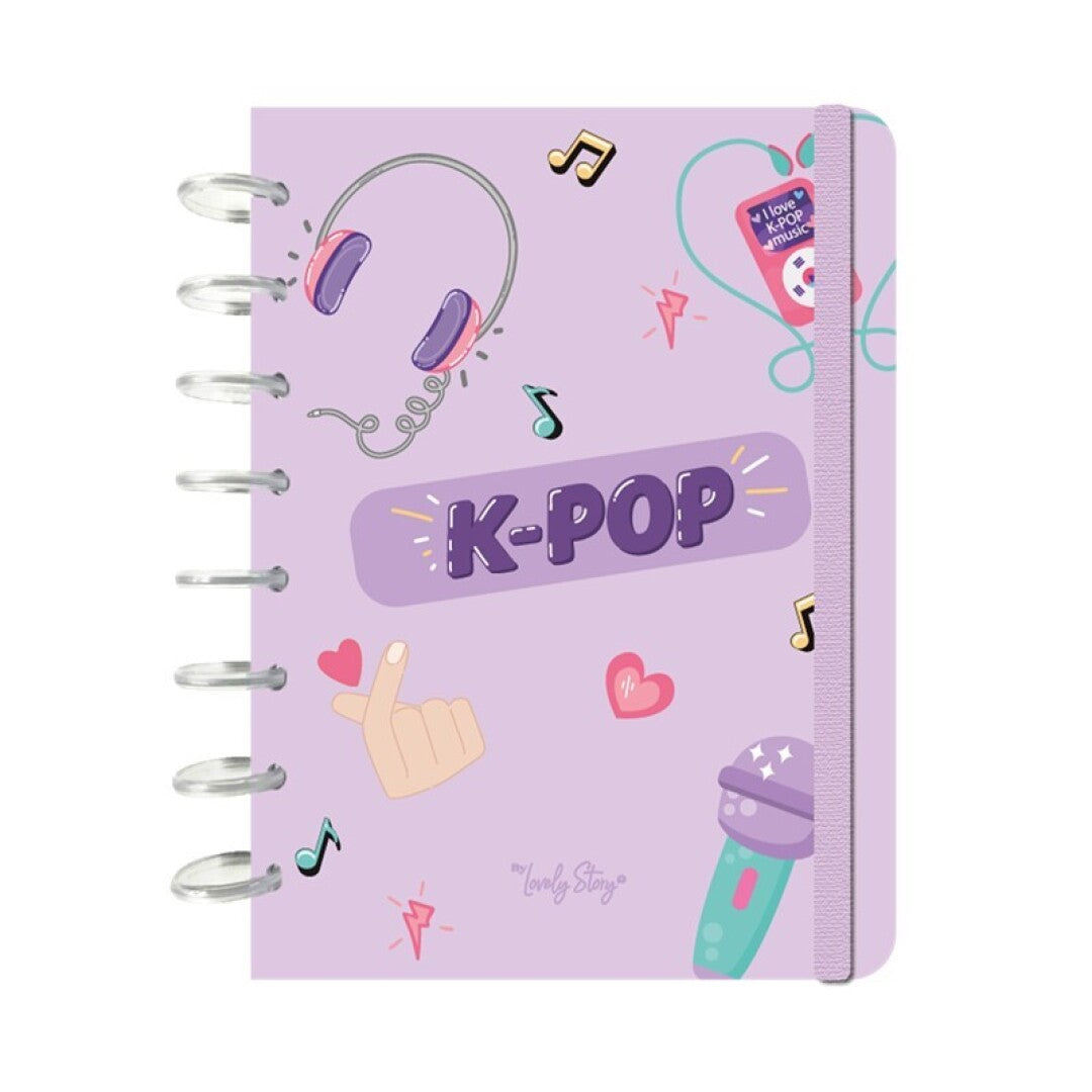 SMART BOOK A5 CON SISTEMA DE DISCOS - 100 HOJAS CUADRICULA 100GR - LILAC K-POP