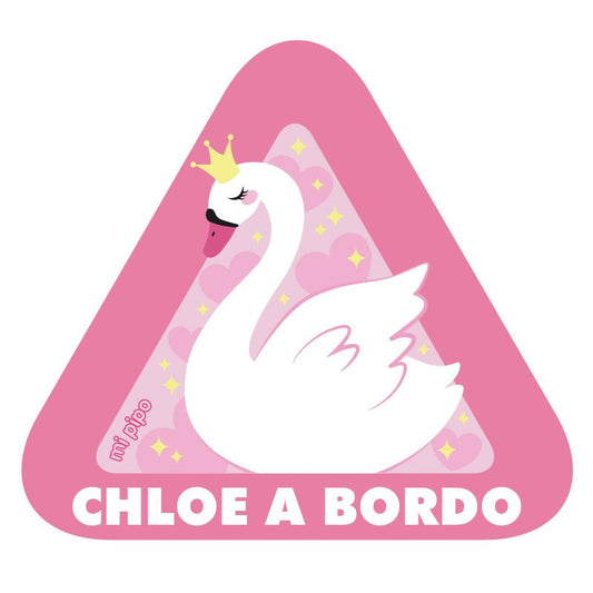 Adhesivo Bebé a bordo Cisne para coche personalizado