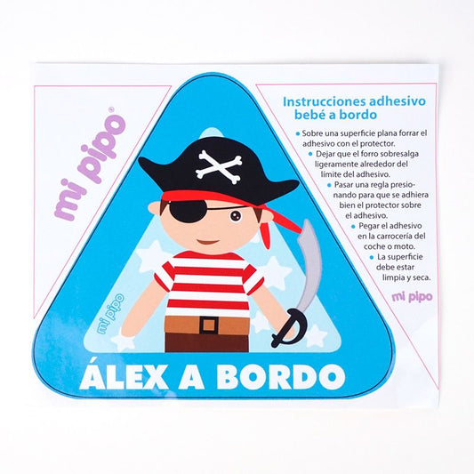 Adhesivo Bebé a bordo Pirata para coche personalizado