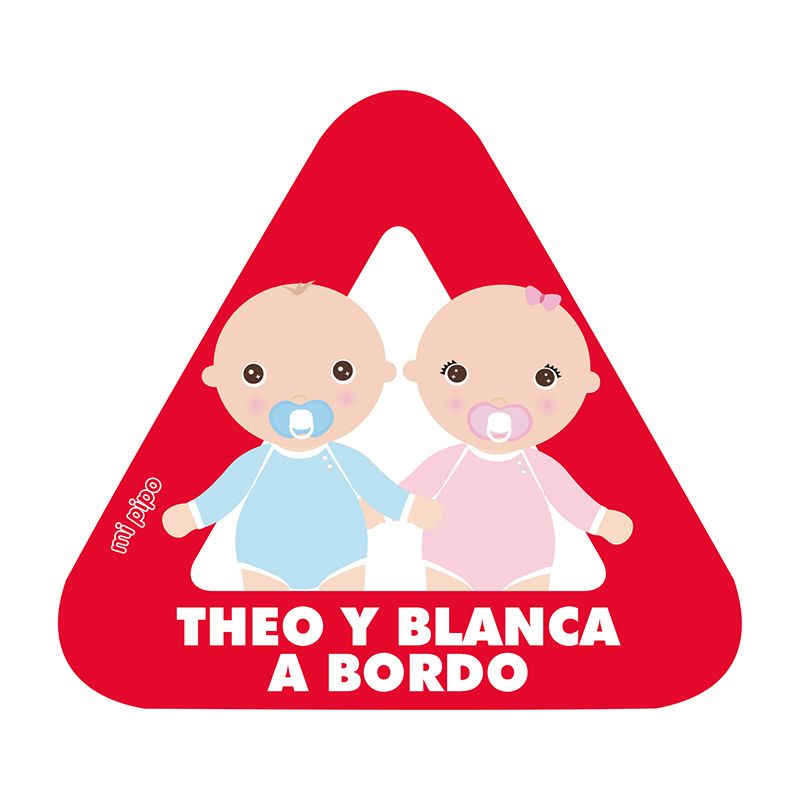 Adhesivo para coche Bebé a bordo 2 Bebés personalizado