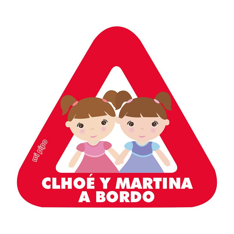 Adhesivo para coche Bebé a bordo Niñas gemelas personalizado