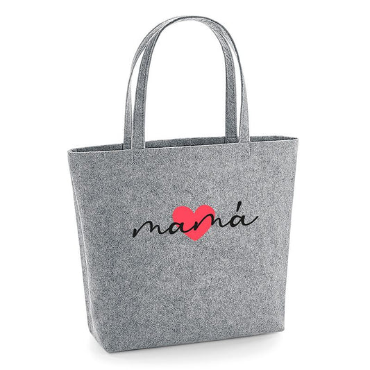 Bolso Shopper fieltro Gris Corazón + Nombre