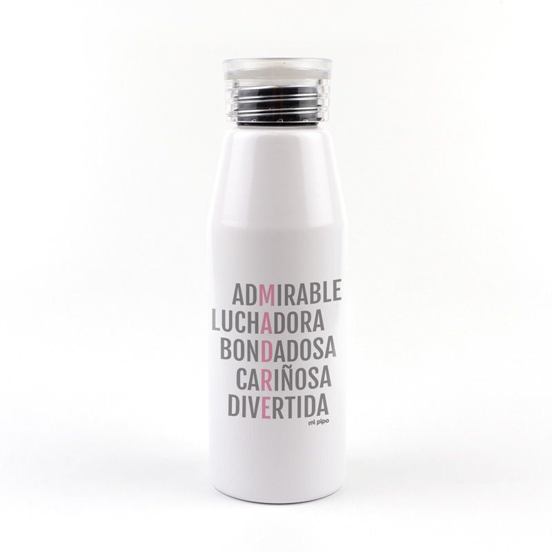 Botella Aluminio divertida Mamá Adjetivos