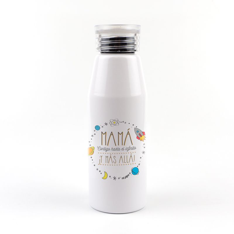Botella Aluminio divertida Mamá contigo hasta el infinito y más allá
