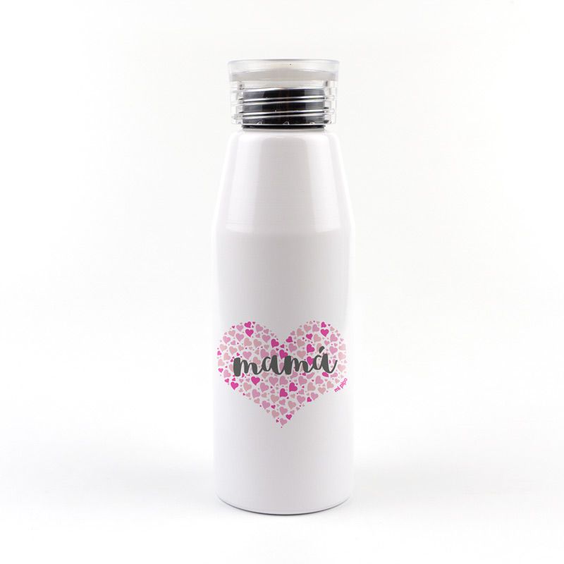 Botella Aluminio divertida Mamá corazón de corazones
