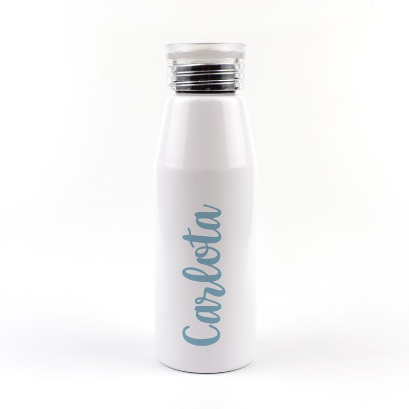 Botella Aluminio personalizada Caligrafía Azul