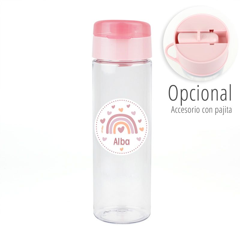 Botella Arcoíris Blush Rosa 600ml personalizada