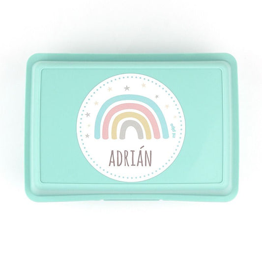 Cajita Porta Alimentos Arcoíris Soft Menta personalizada