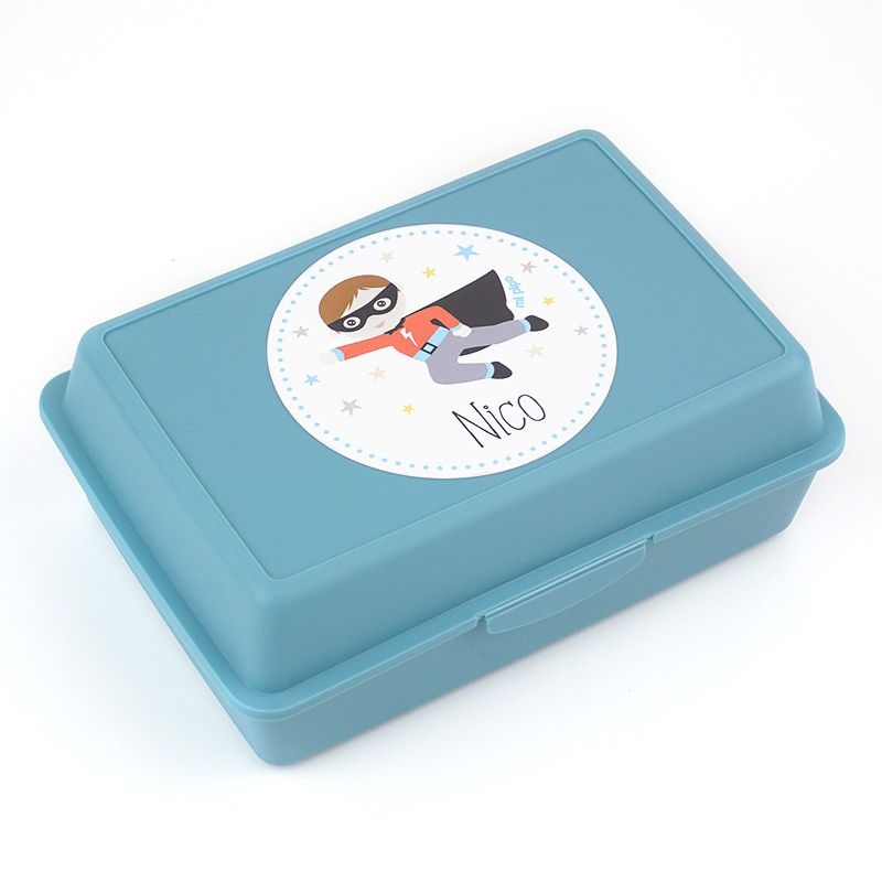 Cajita Porta Alimentos Superhéroe Azul personalizada