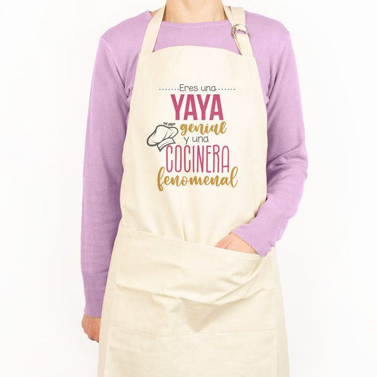 Delantal Algodón Premium Divertido Eres una Mamá genial y una Cocinera Fenomenal