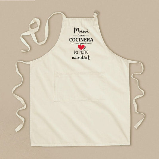 Delantal Algodón Premium Divertido Mamá es la Cocinera más genial del Mundo mundial