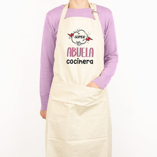 Delantal Algodón Premium Divertido Súper Mami Cocinera