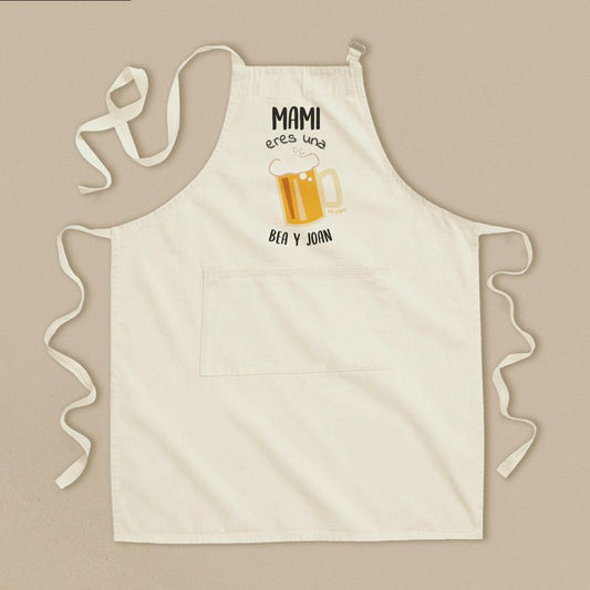Delantal Algodón Premium Personalizado Mami eres la Caña (nombres)