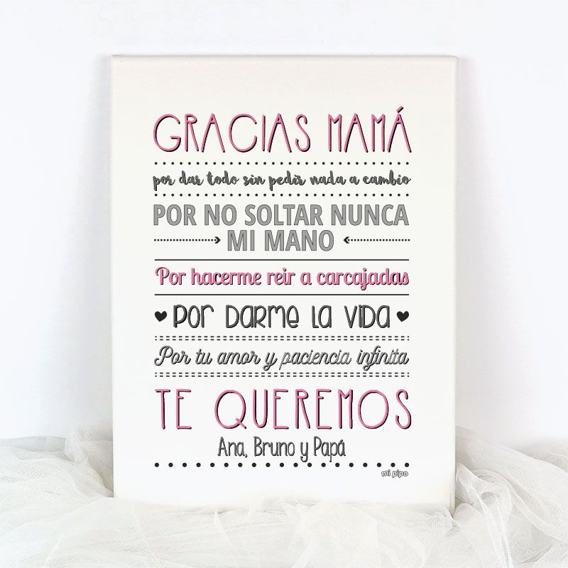Lienzo Personalizado Gracias Mamá por...(Nombre/s)