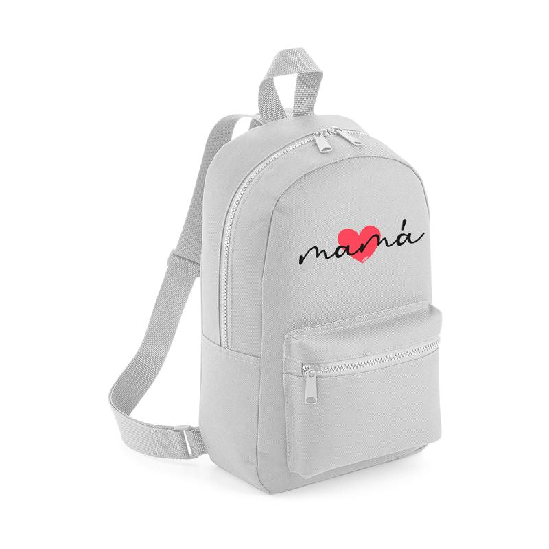 Mochila Medium Nylon Corazón + Mamá, color a elegir