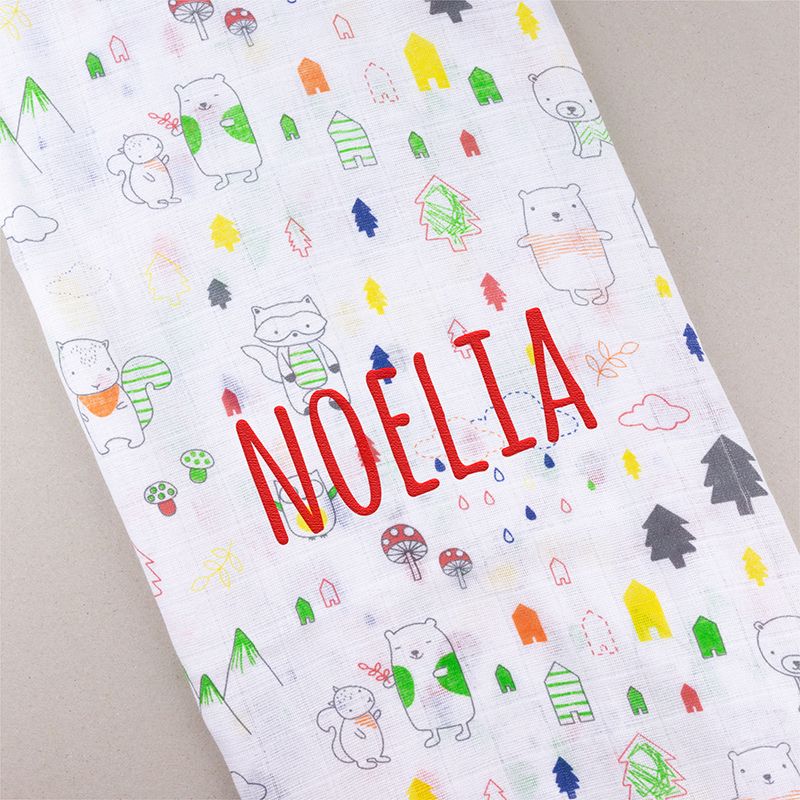 Muselina Animalitos Multicolor Personalizada