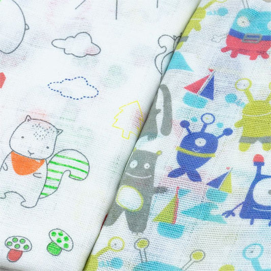 Muselina Animalitos y Marcianitos no Personalizada