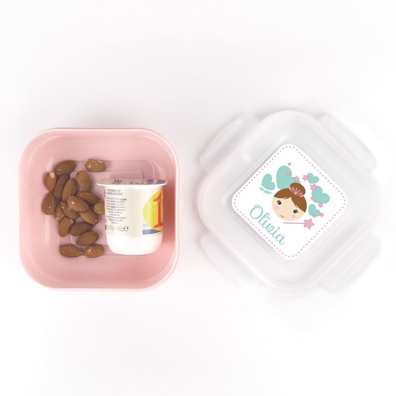 Pack 2 Fiambreras herméticas personalizadas, Arcoíris Soft y Hada, color Topo y Rosa