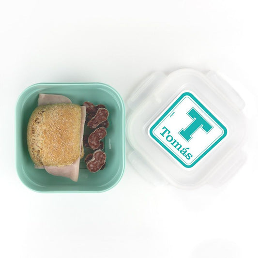 Pack 2 Fiambreras herméticas personalizadas School, color Menta y Azul