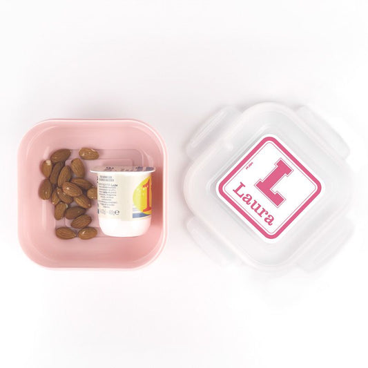 Pack 2 Fiambreras herméticas personalizadas School, color Topo y Rosa