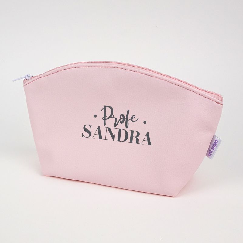 Pack Bolso Shopper + Neceser polipiel Blanco Profe/Seño + Nombre