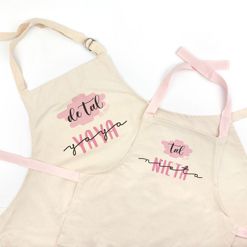 Pack Delantal Abuela y Delantal Nieta Rosa Divertido De tal Abuela, tal nieta