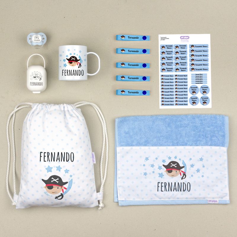 NUEVO Pack Mi Cole Pirata personalizado + Regalo Etiquetas objetos