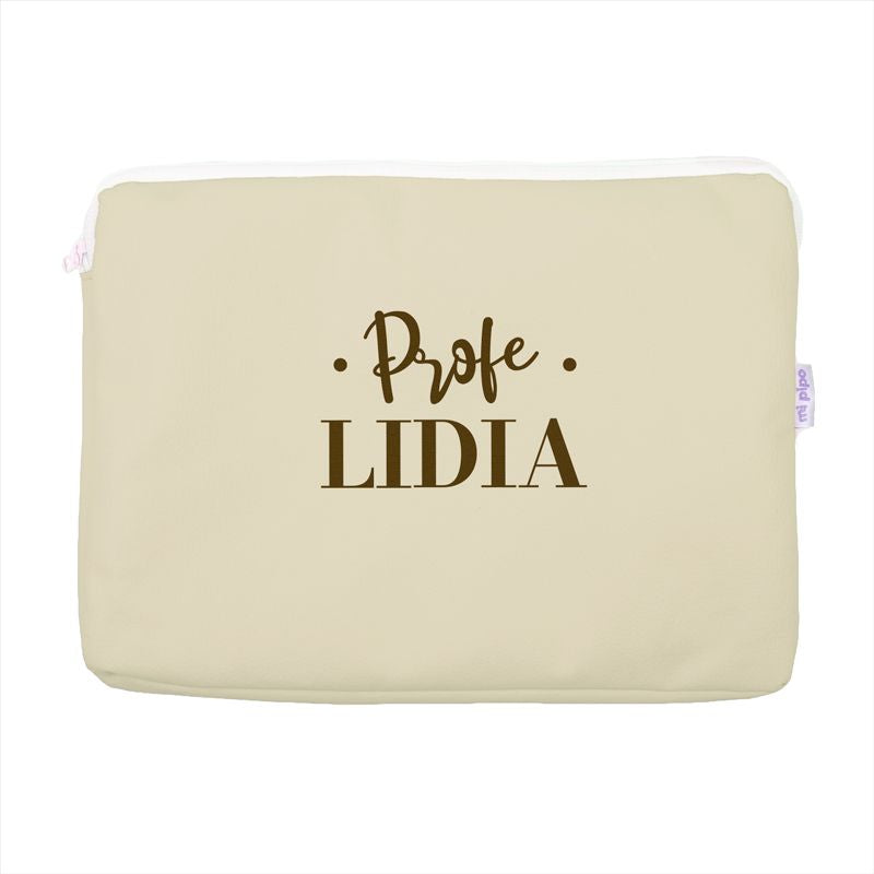 Portafolios Shopper polipiel Beige Profe/Seño + Nombre personalizado