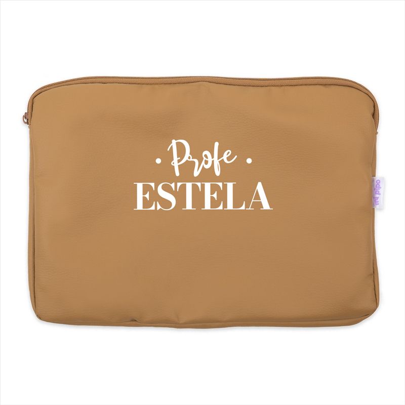 Portafolios Shopper polipiel Camello Profe/Seño + Nombre personalizado