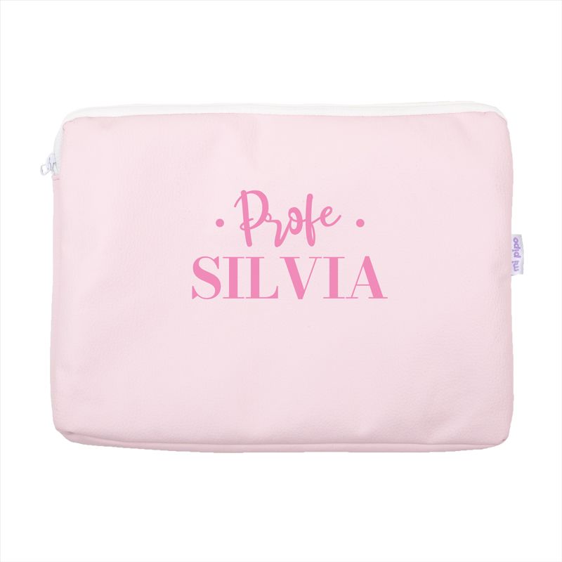 Portafolios Shopper polipiel Rosa Profe/Seño + Nombre personalizado