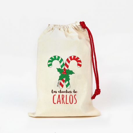 Saco pequeño Navideño para Chuches Bastones Caramelo personalizado