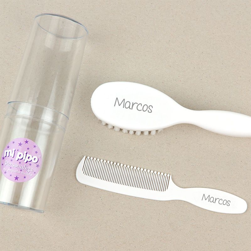 Set Cepillo y peine blanco Personalizados