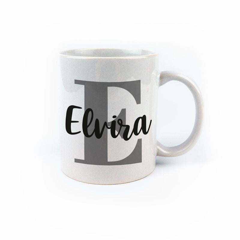 Taza cerámica o plástico Inicial Color a escoger personalizada