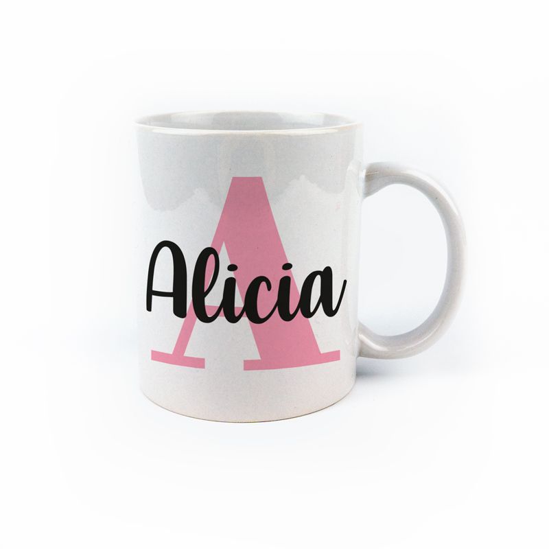 Taza cerámica o plástico Inicial Color a escoger personalizada