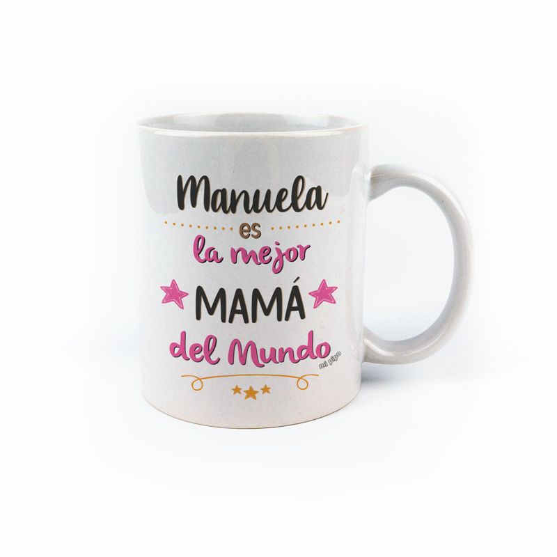 Taza cerámica o plástico Mamá la mejor mamá del mundo personalizada