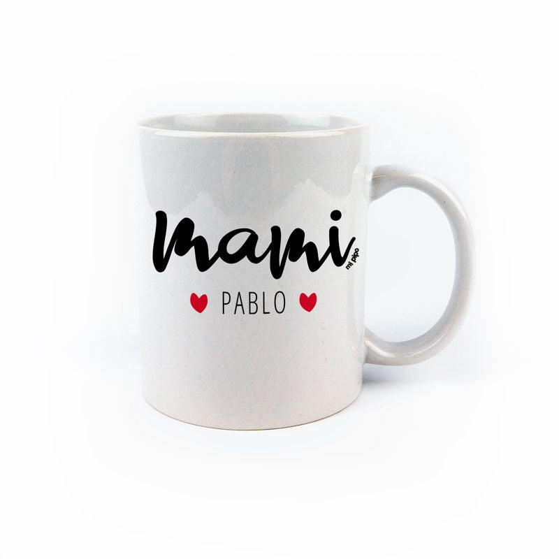 Taza cerámica o plástico Mamá Mami pincelada personalizada