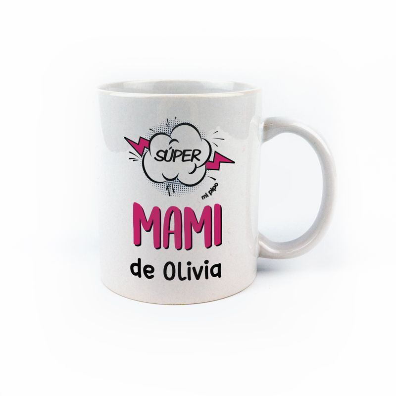 Taza cerámica o plástico Mamá Súper mami de personalizada