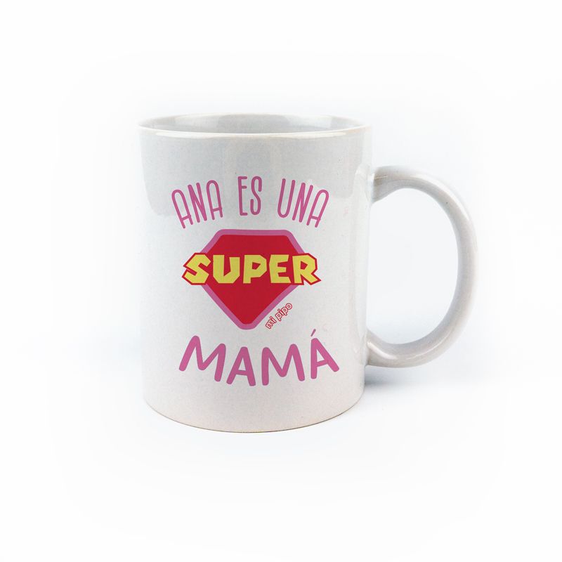 Taza cerámica o plástico Súper Mamá personalizada