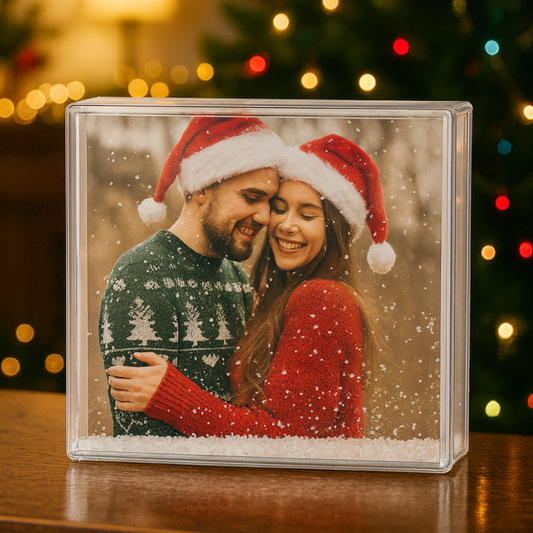 📸🎄PORTAFOTOS DE AGUA CON COPOS DE NIEVE PERSONALIZADO