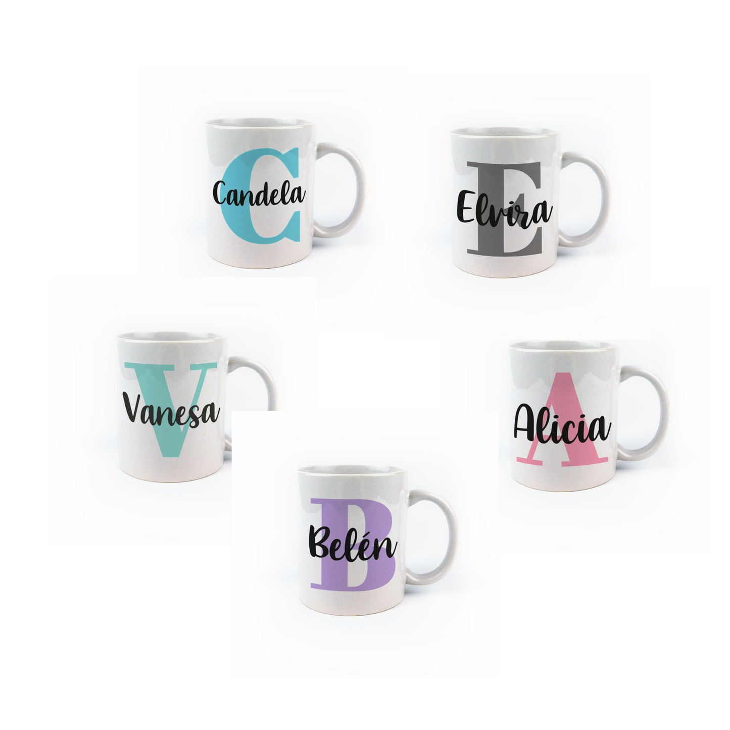 Taza cerámica o plástico Inicial Color a escoger personalizada