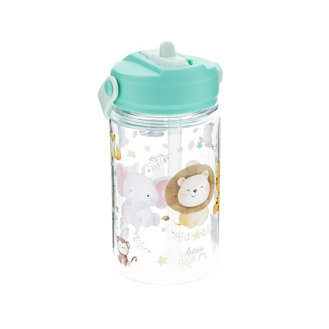 BOTELLA TRITÁN 350ML CON TAPÓN INFANTIL CON PAJITA - ANIMALS