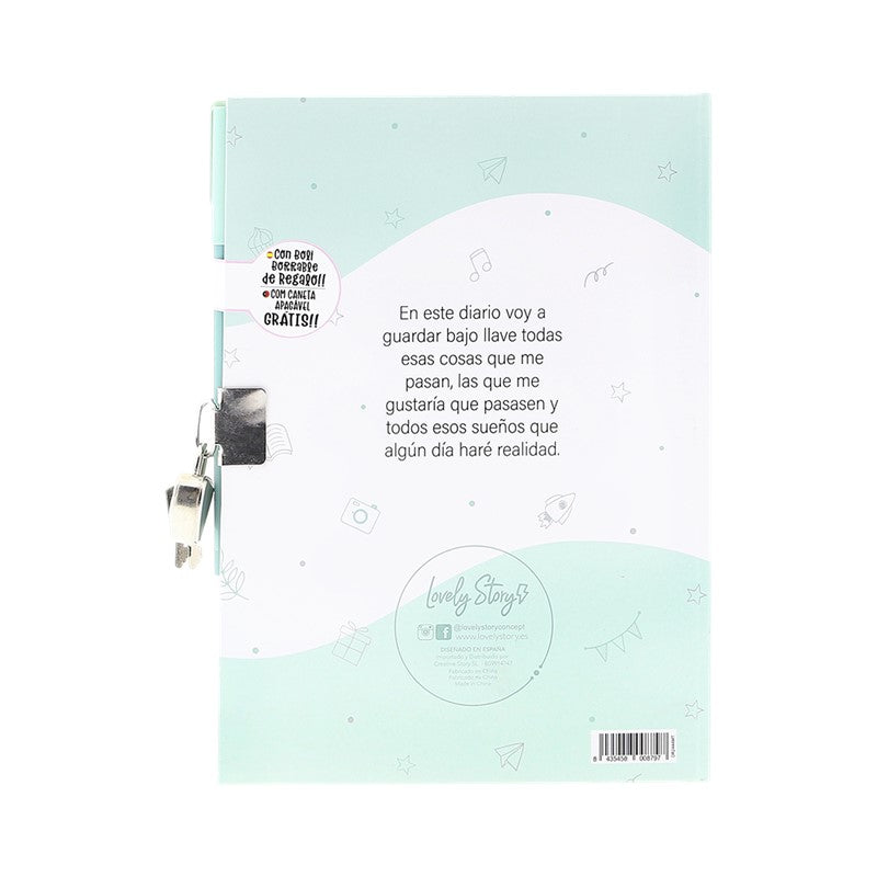 SET DIARIO CON CANDADO + BOLÍGRAFO - COSAS MUY TOP - TOP SECRET - MINT